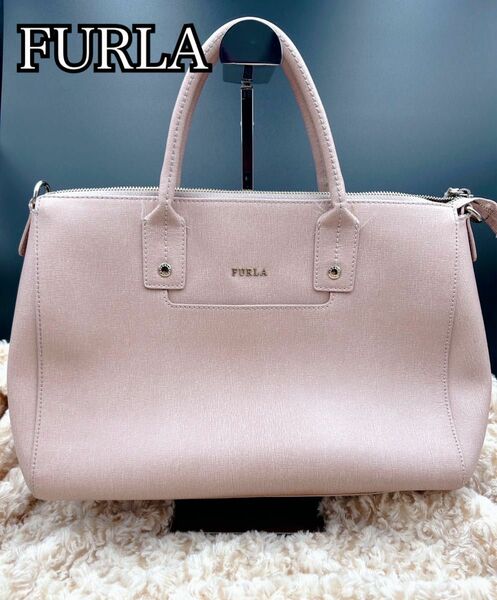 【 FURLA 】 ハンドバッグ レザー フルラ ショルダーバッグ 2way ピンク ロゴ