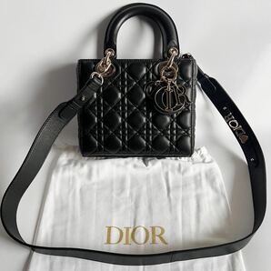 状態良好 付属品つき Christian Dior レディディオール Lady Dior My ABCDior スモール カナージュ ラムスキン ハンドバッグ 黒 レディースの画像2