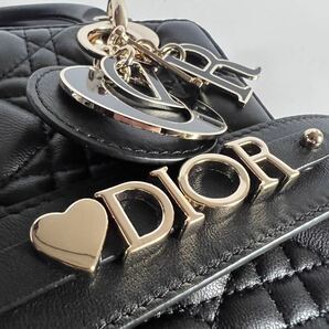 状態良好 付属品つき Christian Dior レディディオール Lady Dior My ABCDior スモール カナージュ ラムスキン ハンドバッグ 黒 レディースの画像6