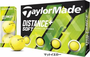 [訳あり・箱潰れ]TaylorMade distance + plus soft ゴルフボール 1ダース 2020年モデル カラー：マットイエロー ① ボール：新品