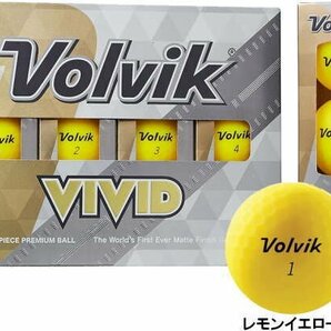 [訳あり・箱潰れ] Volvik ボルビック VIVID ヴィヴィッド マットカラーボール ゴルフボール 1ダース カラー：レモンイエロー ボール：新品の画像1