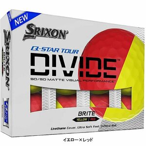 [訳あり・箱潰れ] US仕様 SRIXON Q-STAR TOUR DIVIDE ゴルフボール USモデル 1ダース カラー：イエロー×レッド ボール：新品