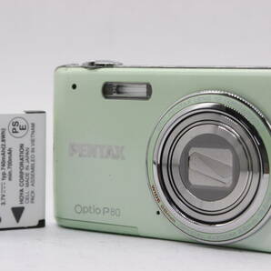 【返品保証】 ペンタックス Pentax Optio P80 グリーン 4x Zoom バッテリー付き コンパクトデジタルカメラ s9149の画像1