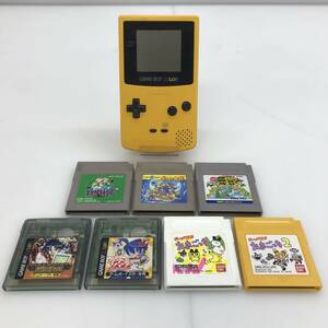 C4726 ★1円～【GAME BOY COLOR】ゲームボーイカラー本体 イエロー + ゲームボーイソフトのみ7本 セット 中古品 ◎コンパクト発送◎