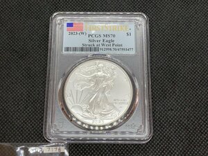 31.1グラム 2023年 (新品) アメリカ「イーグル・ウオーキング リバティ」純銀 1オンス 銀貨 PCGS MS70 (ファーストストライク)