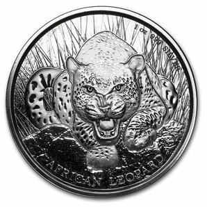 [保証書・カプセル付き] 2017年 (新品) ガーナ「アフリカのヒョウ・レオパード」純銀 1オンス 銀貨の画像1
