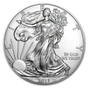 [保証書・カプセル付き] 2017年 (新品) アメリカ「イーグル・ウオーキング リバティ」純銀 1オンス 銀貨の画像1