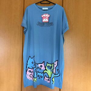 ビッグ Tシャツ　オーバーサイズシルエット　ブルーグレー系　M〜L