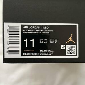 送料無料 29.0cm 新品 未使用 Nike Air Jordan 1 Mid ナイキ エアジョーダン1 ミッド ブラック ホワイト ロイヤルブルー US11 箱ありの画像8