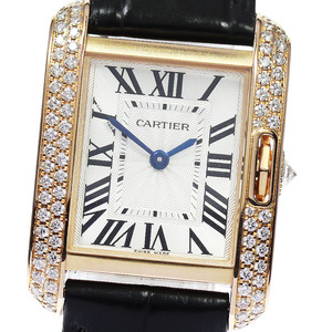 カルティエ CARTIER WT100013 タンクアングレーズ K18PG サイドダイヤ クォーツ レディース _808827