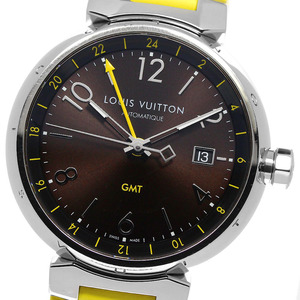  Louis * Vuitton LOUIS VUITTON Q1155 язык b-ruGMT Date самозаводящиеся часы мужской коробка * с гарантией ._810852
