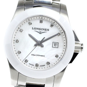 Longines L3.257.4 Conquest 11p Diamond Date Quartz Ladies Beauty _810738