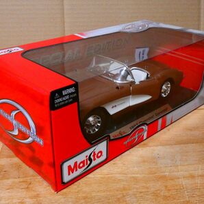 マイスト Maisto 1/18 1957 chevrolet corvette シボレー コルベット 茶 ② アメ車 ミニカー クラシックカーの画像3