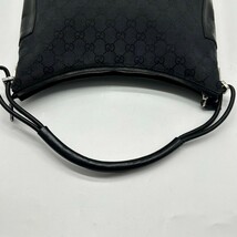 1円◆美品 グッチ GUCCI ショルダーバッグ ハンドバッグ GG柄 キャンバス ブラック 黒 レザー 本革 肩掛け ハーフムーン 三日月型 鞄_画像5