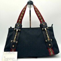 希少◆美品 グッチ GUCCI トートバッグ ハンドバッグ GG柄 キャンバス シェリーライン ビジネス メンズ 肩掛け 黒 ブラック 鞄 レディース_画像2