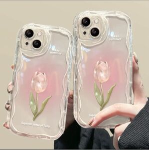 うねうねチューリップiPhoneケース 花柄 ホワイト かわいい 韓国 おしゃれ