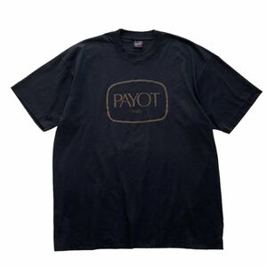 90's USA製 PAYOT プリントTシャツ XL ブラック ゴールド 黒 フランス 化粧品 企業 パイヨ ロゴ FRUIT OF THE LOOM ビンテージ オールド