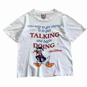 90's USA製 Disney DESIGNS プリントTシャツ メッセージ 名言 ドナルドダック ウォルト ディズニー ヴィンテージ オールド ミッキーマウス