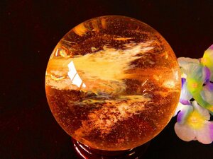  rarity ** super beautiful K9 citrine crystal circle sphere * super huge 1.05kg*110mm pedestal attaching TK1117C-1