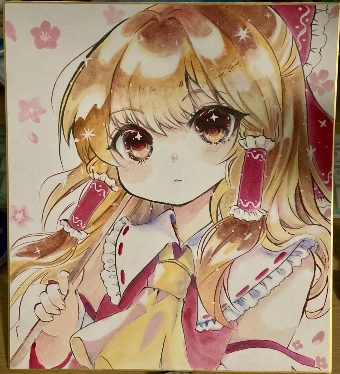 [Proyecto Touhou] Doujin * Mikomiko Hakurei Reimu Shikishi grande * Shikishi dibujado a mano * Ilustración dibujada a mano, historietas, productos de anime, ilustración dibujada a mano