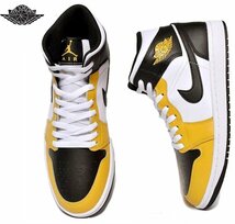 新品 26.5cm ナイキ エア ジョーダン NIKE AIR JORDAN 1 MID イエローオークル ブラック 黄色 白 黒 箱付き 未使用 正規品 本物DQ8426-701_画像1