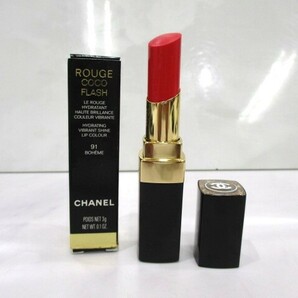 【4-149】残量多 CHANEL シャネル ROUGE COCO FLASH ルージュ ココ フラッシュ 91 ボエーム リップスティック 口紅 コスメの画像1