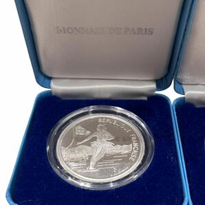 ALBERTVILLE 92 アルベールビルオリンピック 1992年 100フラン 銀貨 箱 ケース付 シルバー Silver アンティーク コレクション の画像3