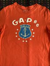 美品 GAP ギャップ ボーダー重ね着風 長袖Tシャツ 160 送料185円〜 赤 グレー_画像2