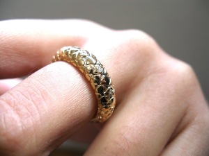 . tail engraving [ Gold python diamond ring ] hand made 26b