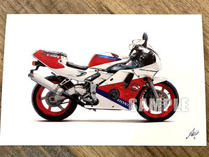 HONDA CBR250RR MC22 バイクイラスト ハガキサイズ プリント No.2.