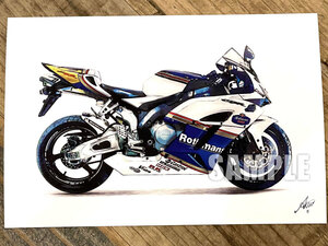 HONDA CBR1000RR SC57 バイクイラスト ハガキサイズ プリント №11.