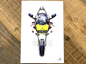 HONDA NSR250R SP MC28 мотоцикл иллюстрации открытка размер принт NS-1.