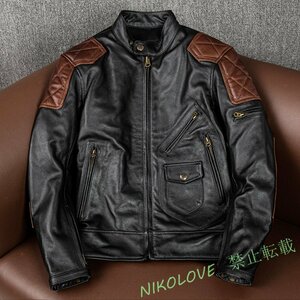 レザージャケット 上品 バイクジャケット 本革 牛革カウハイド ライダースジャケット 革ジャン Ｓ～5XL LD136