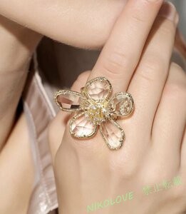 新品 花型リング 調整可能 指輪 リング アクセサリー ジュエリー 花 お花 フラワー 花びら LA923