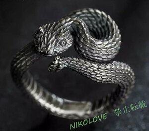新品 ヘビの指輪 調整可能 指輪 蛇 スネーク ガラガラヘビ パンク ゴシック リング ジュエリー アクセサリー ヘビ LA579