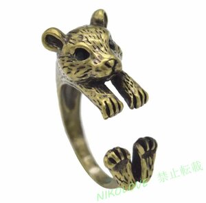新品 サイズ調節可能 子熊型の指輪 リング 指輪 アクセサリー クール 亜鉛合金 小熊 こぐま 動物 フィッシュ LA698