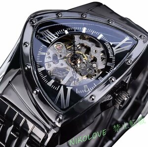 新品 全5種類 種類選択 三角形 スケルトンブラック腕時計 機械式 ステンレス鋼 メンズ腕時計 ウォッチ 時計 かっこいい おしゃれ LA810