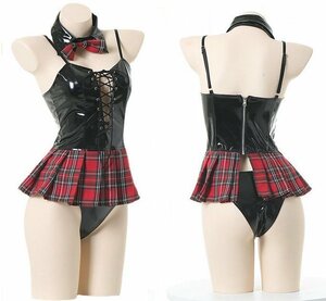 新品 コスプレ衣装 超セクシー 悩殺 セーラー服風 光沢 【ワンピース3点セット】 学生服 ミニスカート ベビードール ナイトウェア LA1113