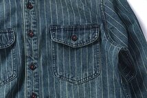 アメカジ デニムジャケット ストライプ デニムシャツ ワークジャケット メンズ ヴィンテージ加工 綿100% S~2XL ネイビー LD088_画像5