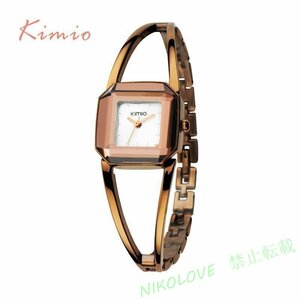新品 腕時計 レディース Kimio 海外ブランド 可愛い 高級 クリスタル スケルトン スクエア 選べる4色 ブレスレット LA799