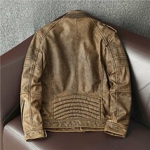 レザージャケット メンズ バイクジャケット　ユーズド加工　ライダース 高級牛革　本革革ジャン S～5XL LD137_画像3