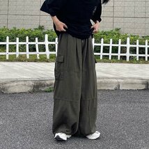 お色選択可 メンズ ワイドパンツ ワークパンツ バギーパンツ 長ズボン ウエストゴム 薄手 ゆったり カジュアル 3色S-3XL LC880_画像4