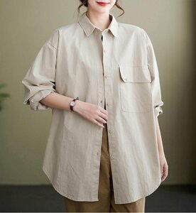 LB234 チュニック ロングシャツ レディース 長袖 ロング ブラウス シャツ カジュアル キレイめ 大きいサイズ ゆったり トップス 杏