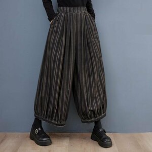 LB981 F size new arrival casual border pattern lady's pants waist rubber easy wide pants sarouel pants 