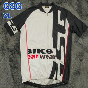 GSG サイクルジャージ イタリア製 半袖 ハーフジップ 白×黒 メンズ XLサイズ