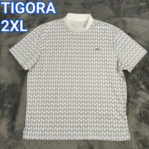 TIGORA ティゴラ ゴルフウェア ゴルフシャツ モックネックシャツ 半袖 春夏 メンズ 2XL 大きいサイズ