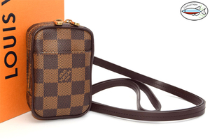 【超美品】 ルイヴィトン LouisVuitton ダミエ エデュイ・オカピＰＭ メンズ レディース ポーチ バッグ ブラウン N61738 DAMIER BAG １円 