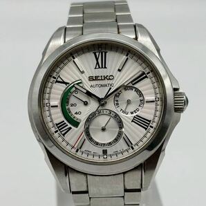 【稼働品】SEIKO セイコー ブライツ バカルディ コラボ 腕時計 自動巻き 6R21-00J0 デイデイト SS シルバー メンズ 裏スケルトン 緑 の画像2