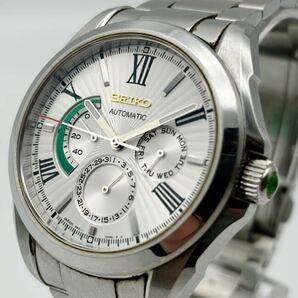 【稼働品】SEIKO セイコー ブライツ バカルディ コラボ 腕時計 自動巻き 6R21-00J0 デイデイト SS シルバー メンズ 裏スケルトン 緑 の画像1