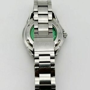 【稼働品】SEIKO セイコー ブライツ バカルディ コラボ 腕時計 自動巻き 6R21-00J0 デイデイト SS シルバー メンズ 裏スケルトン 緑 の画像7